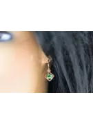 14 كارت من الذهب الأحمر الوردي 14k 583 Emerald أقراط vec017r روسي سوفيتي الاتحاد السوفيتي أسلوب فينتاج آرت ديكو style